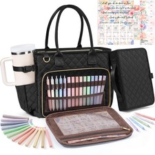 Large Bible Bag with Cover Case for Women, 13.6" x 5.3" x 10.8", Black