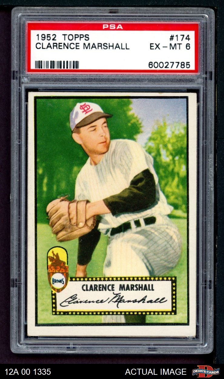 1952 Topps #174 Clarence Marshall Cream Back Browns PSA 6 - EX/MT
