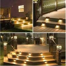 Solar Outdoor Step Deck Lamp Garden LED Fence Lights Stairs Pathway Wall Path