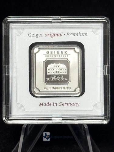 10g Silver Bar Geiger Edelmetalle .999 Fine Silver in Assay
