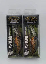 (2) Evergreen WH-5 Crankbait Fishing Lures Lot of 2 - Olive Crawdaddy