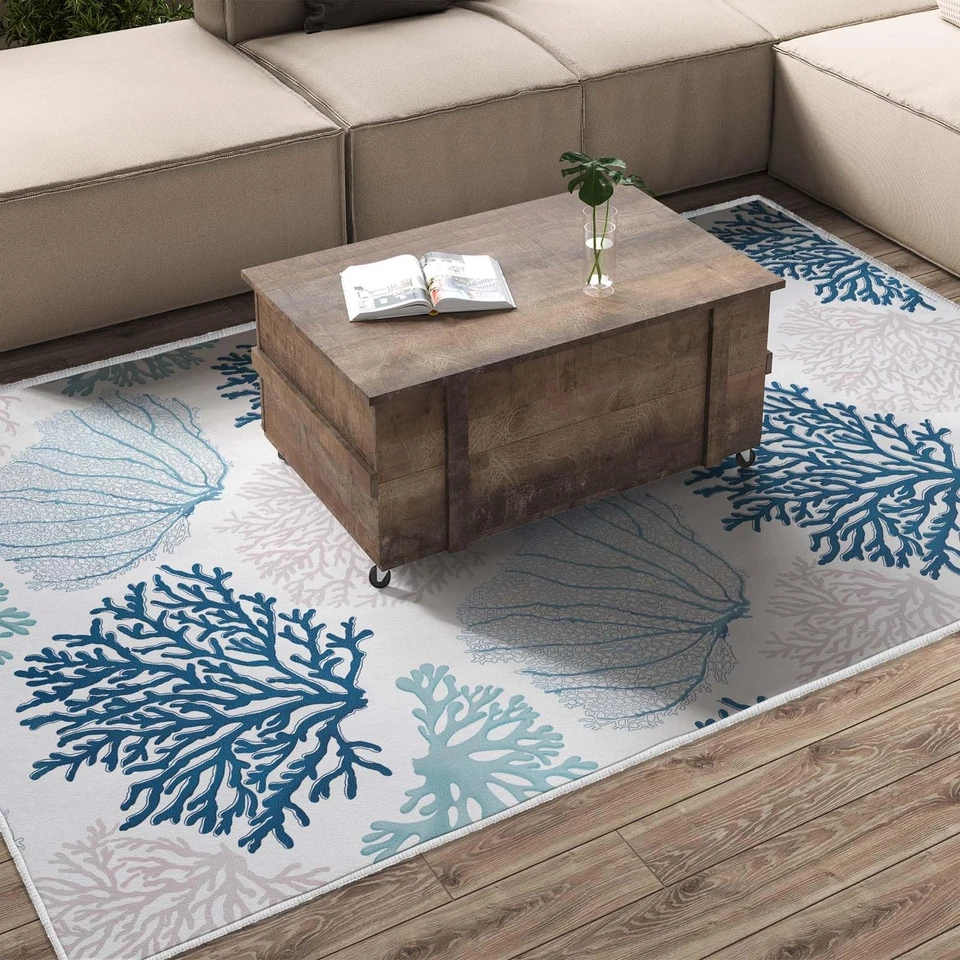 Alfombra costera alfombras de playa antideslizantes náuticas coral alfombras lavables a máquina mod... Foto 4 de 4