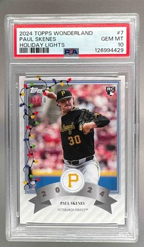Paul Skenes 2024 Topps Wonderland #7 Holiday Lights RC 3/10 PSA 10