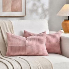 2 Packs Lumbar Decorative Throw Pillow Covers 22" x 14" Pack of 2 Blush Pink
