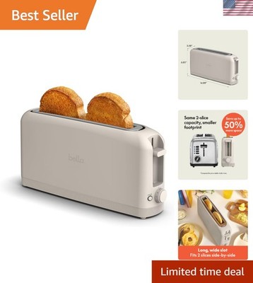 Sleek 2-Slice Slim Toaster in Oatmilk - 10'' Long Slot for Artisan Bread