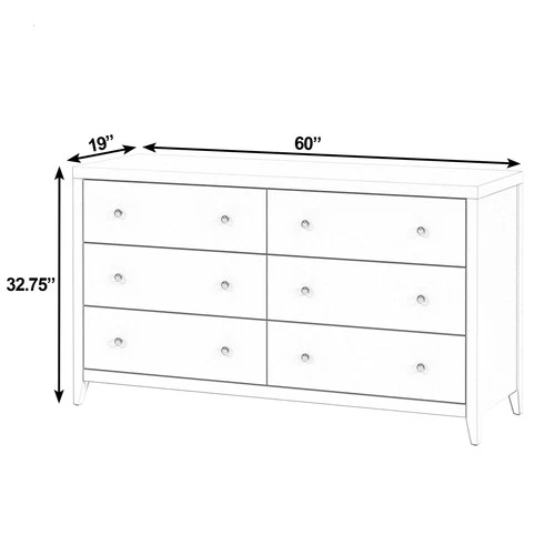 Butler Specialty Company Dana 60 in. W Rectangular Wood 6 Drawer Dresser - White - Picture 7 of 7
