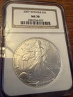 2007 W Burnished Eagle S$1 MS70 NGC MINT