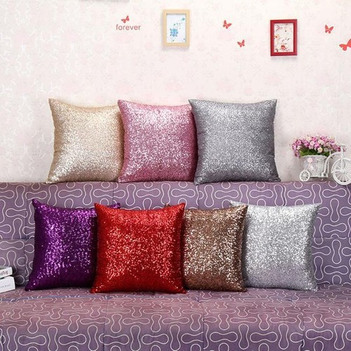 Shiny Beaded Cushion Cover Glitter Sequins Throw Pillow Case Home Decor T8 - Picture 2 of 12