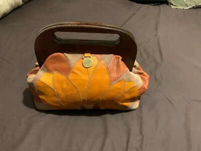 Authentic Mulberry Orange-mix RIO Leather/Swede Clutch Bag