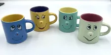 Vintage Smiley Face 3D Nose Coffee Espresso Mugs Blue Green Yellow Pink Maranelo
