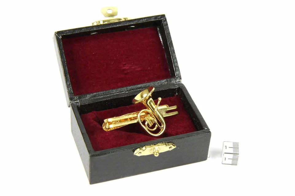Tuba Tenor Cuerno Corbata Pin Corbata Soporte Caja Miniblings Latón Música Chapado en Oro Foto 4 de 4