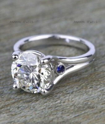 9 MM Moissanite Round Wedding Engagement Solitaire Ring Real 925 Sterling Silver