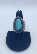 VTG Native American Sterling Silver Turquoise Sz-7 Ring 11.6g rfx