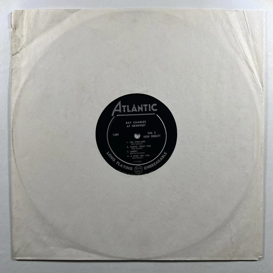 Ray Charles “Ray Charles At Newport” LP/Atlantic 1289 (VG) 1958 Mono Black Label - Image 3 of 4