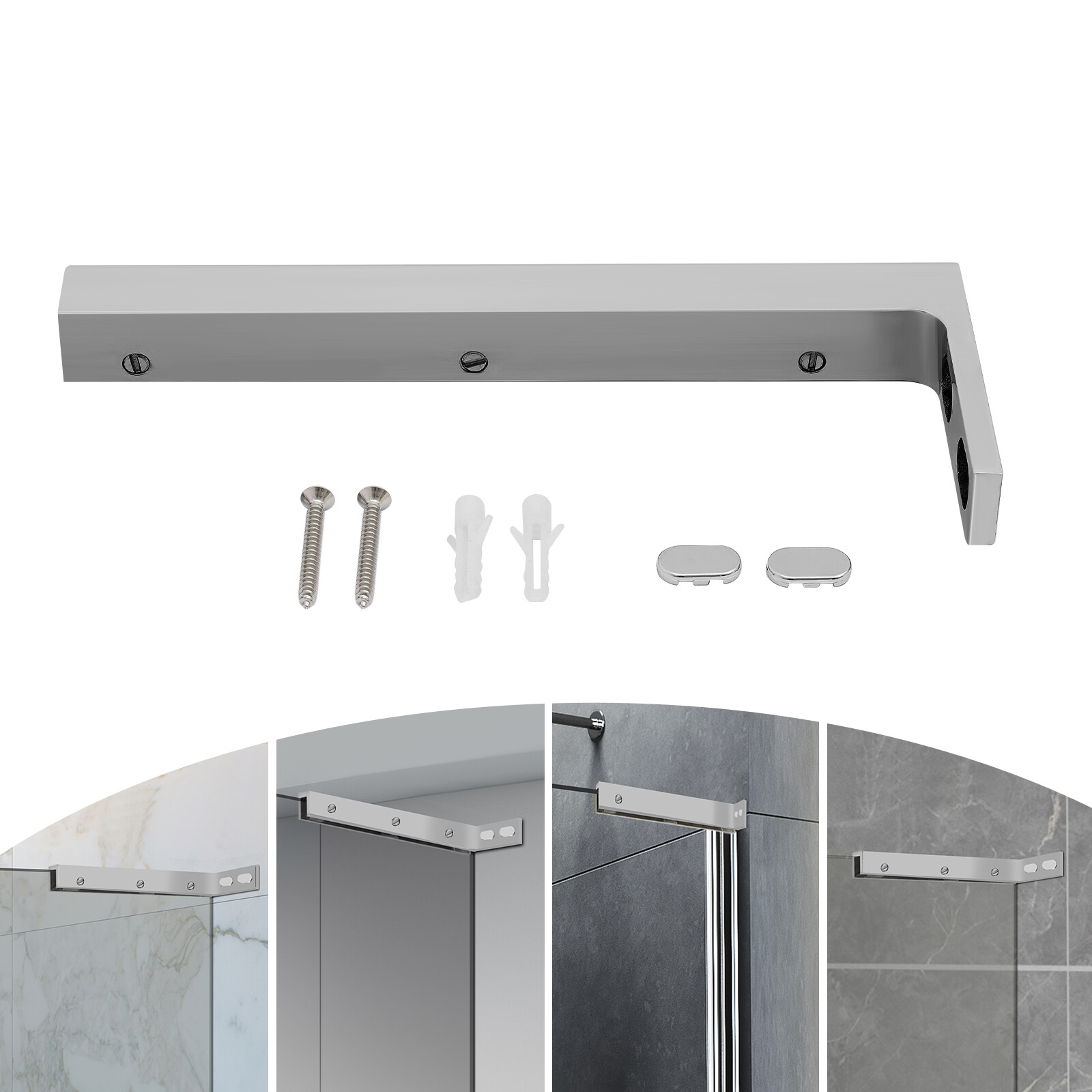 Glass Door L-Shape Stabilizing Bracket, Glass Support Bracket Stabilizer, Stabil