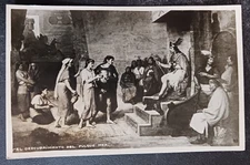 vtg postcard art RPPC undivided back El Descubrimiento Del Pulque, Mexico painti