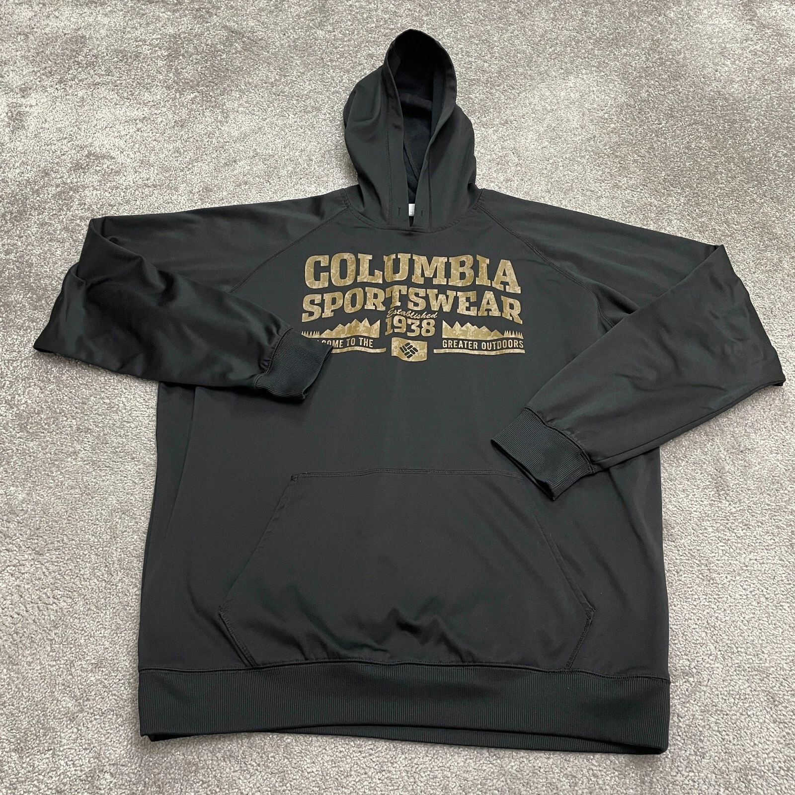 Columbia Hoodie Sweatshirt Mens XL Black Fleece Graphic Drawstring Pullover