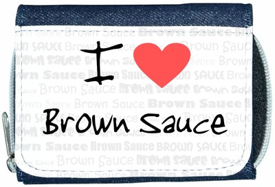 I Love Heart Brown Sauce Denim Geldbörse