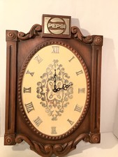 antique rare Vintage  pepsi cola wall clock With Roman Numbers For The Hours