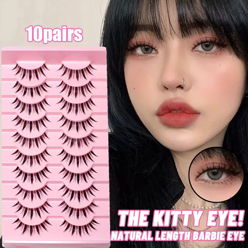 5 Pairs False Eyelashes, Transparent Stem False Eyelashes, Wavy Lashes  Extensions Manga Anime Makeup Beauty Cosmetic