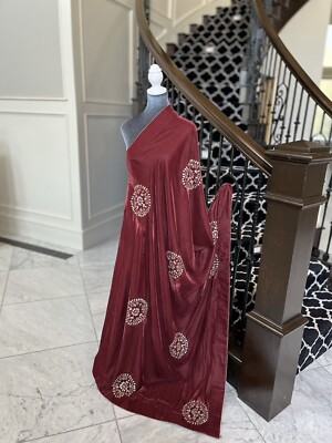 Fine Micro Velvet Shawl With Handwork Gotta,Tilla,&Kamdani 108x 48 Inchs