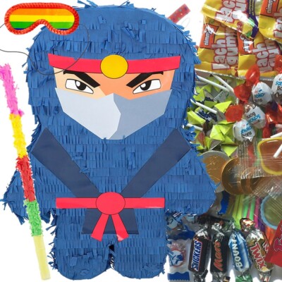 Pinata Set: Ninja + Maske + Stock + Füllung - Party Kindergeburtstag Geburtstag