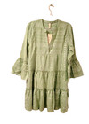 Vestido Elan Clara Vestido Flecha Verde Bordado En Niveles Vestido Túnica Línea A Talla S