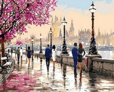Paint By Numbers DIY Kit Pink Blossom Park Lover 40CMx50CM Canvas