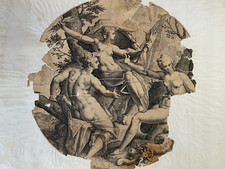 Rarissime grande gravure XVIème Les parques signée 1587 Hendrick Goltzius