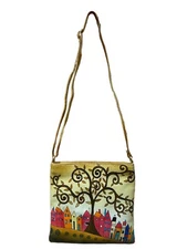 Balona Genuine Leather Women Abstract Handpainted Shoulder Sling Crossbody Bag
