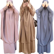 Khimar Hijab Muslim Kaftan Women Prayer Dress Two Piece Abaya Burqa Islamic Robe