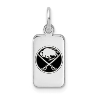 Sterling Silber rhodiniert NHL LogoArt Büffel Säbel Emaille Anhänger