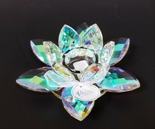 VIDALI 7" CRYSTAL GLASS PRISM,RAINBOW LOTUS FLOWER SHAPED TEALIGHT,CANDLE HOLDER