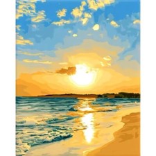 Paint By Numbers Adults kids Sunset Beach DIY Painting Kit 40x50CM Canvas