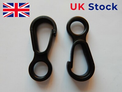 UK POST x2 Fahnenmast Karabinerhaken Clips SCHWARZ hart langlebig Fahnenmast Befestigung 2 Flaggen 