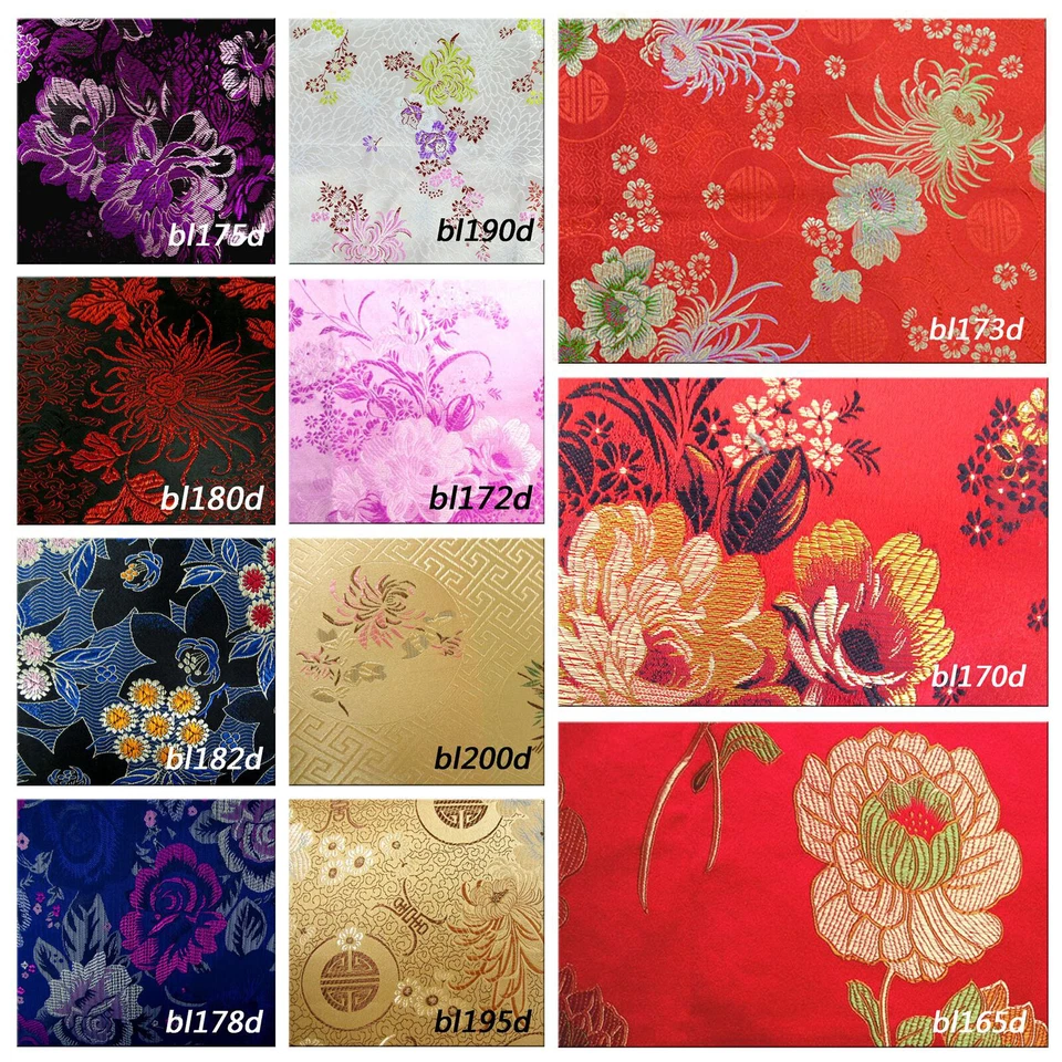 Faux Silk Brocade (Flora Pattern) Jacquard Damask Kimono Fabric Material BL12 - Image 2 of 4