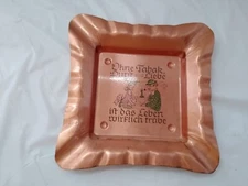 Ashtray Vintage German? Copper Ashtray with German? Saying 
