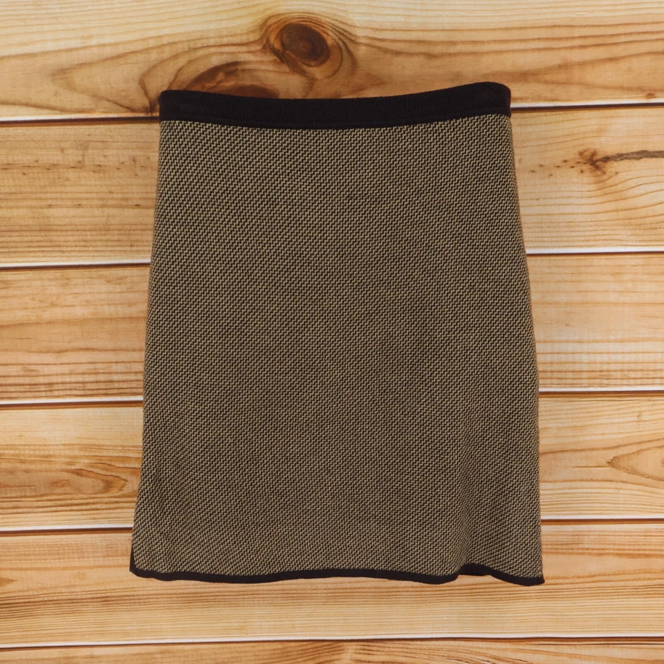 Petite Sophisticate Pencil Skirt Womens Sz S Brown Geometric Knit Stretch Waist - Image 2 of 4