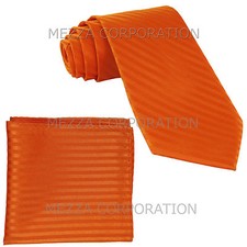 New Vesuvio Napoli Polyester Men's Neck Tie  Hankie Stripes orange formal party