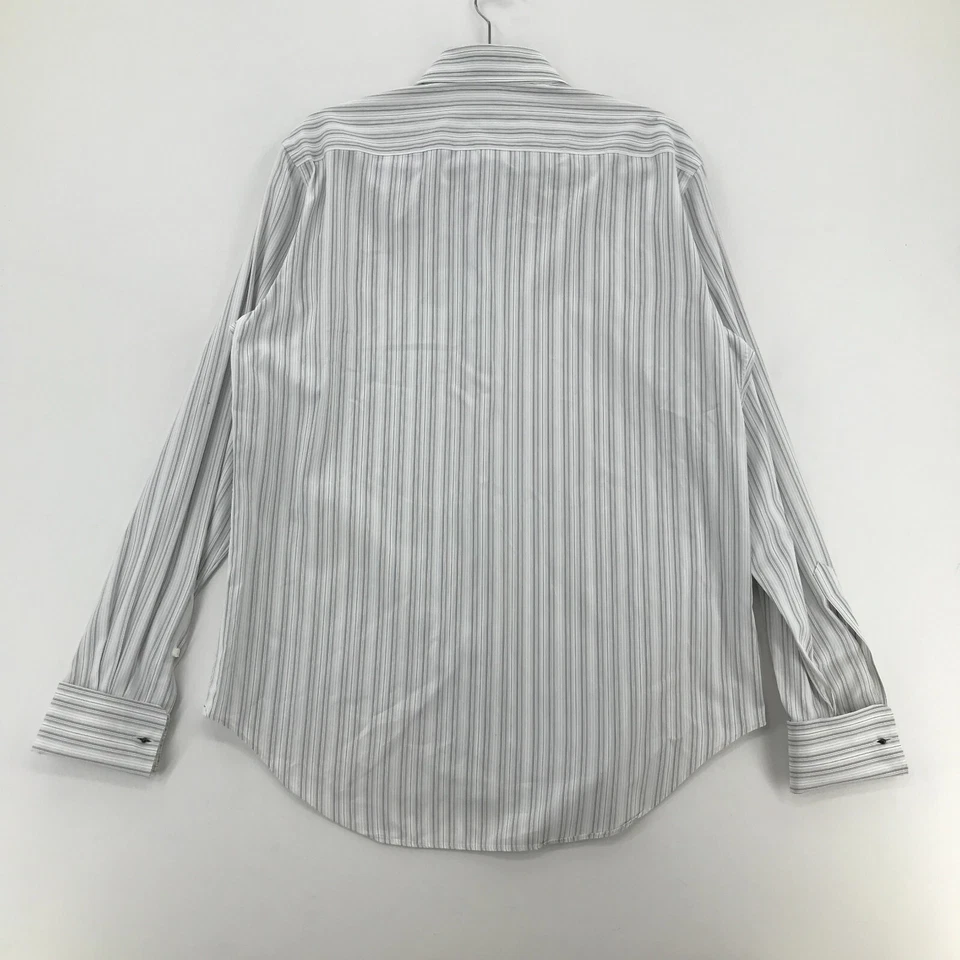 Camisa Salvatore Ferragamo Para Hombre 16.5 42 Blanca Gris Abotonada Manga Larga Puño Hombres Foto 2 de 4