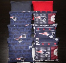 All Weather made w NEW ENGLAND PATRIOTS Fabric Cornhole Bean Bags Resin Filled