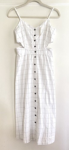 NWT Madewell White Windowpane Cutout Cami Midi Dress Size 2 - Picture 4 of 5