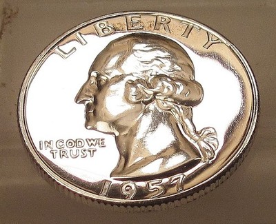 1957  Gem Proof Quarter 90% SILVER EYE CANDY Blazing Mirrored Surfaces #510 ~ 2