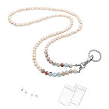 Lanyards For ID Badges Beaded Wooden Natural Stone Keys Neck Women Holder Acc