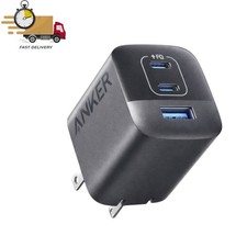 Anker 65W GaN Wall Charger 3-Port USB-C USB-A Fast Charging Foldable Plug