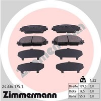 Zimmermann 24336.175.1 Bremsbelagsatz, Scheibenbremse Passend FüR Subaru