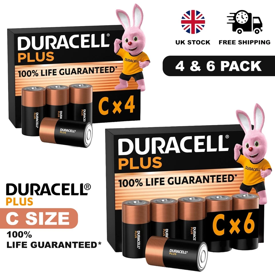 Duracell C Plus LR14/MN1400 – Pile Alcaline 4 Pezzi (2 Blister Da 2) Per Torce E Dispositivi Quotidiani
