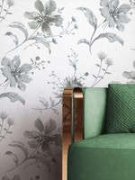 Newroom Vliestapete Grau Blumen Floral Modern Romantisch Wohnzimmer Schlafzimmer
