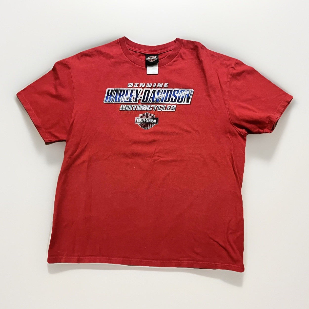 Camisa Harley-Davidson Para Hombres Grande Águila Roja Negra River Falls WI Camiseta de Motocicleta