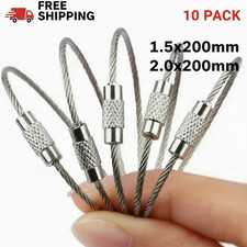 10 Pack Aircraft Cable Keychains Luggage Tags Steel Wire Loops 20cm